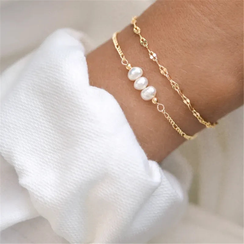 Timeless women’s jewelry natural pearl stainless steel bracelet