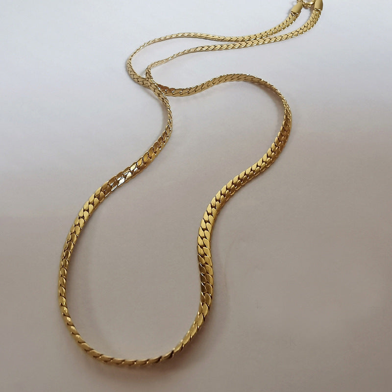 Women’s gold plated Cuban chain necklace stainless steel jewelry