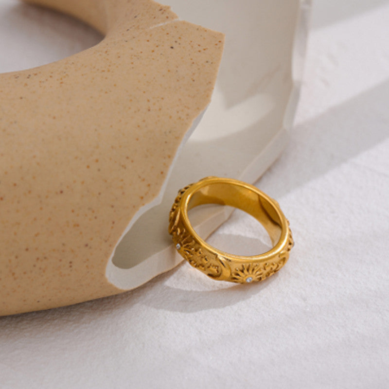 Timeless celestial star moon sun ring for women stainless steel