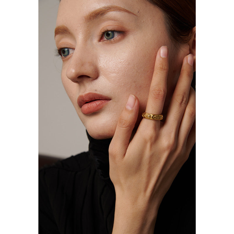 Star Moon Sun Ring stainless steel zircon celestial jewelry for women