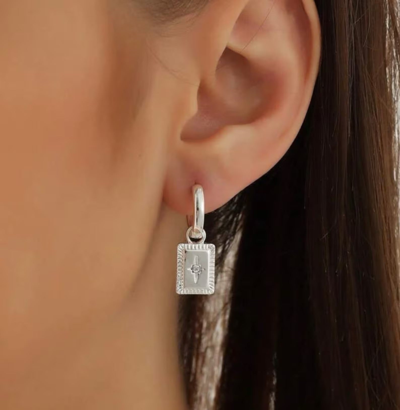 Sterling silver geometric star octagram stud earrings elegant design