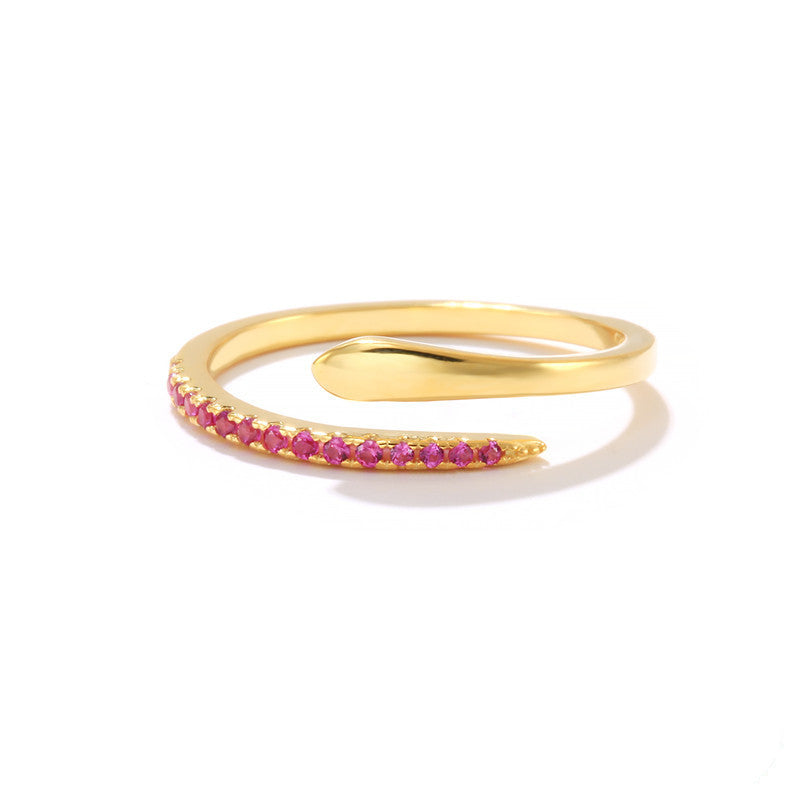 Serpentine style zircon ring sterling silver fashion jewelry