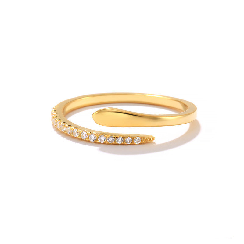 Sterling silver snake zircon ring elegant women’s jewelry