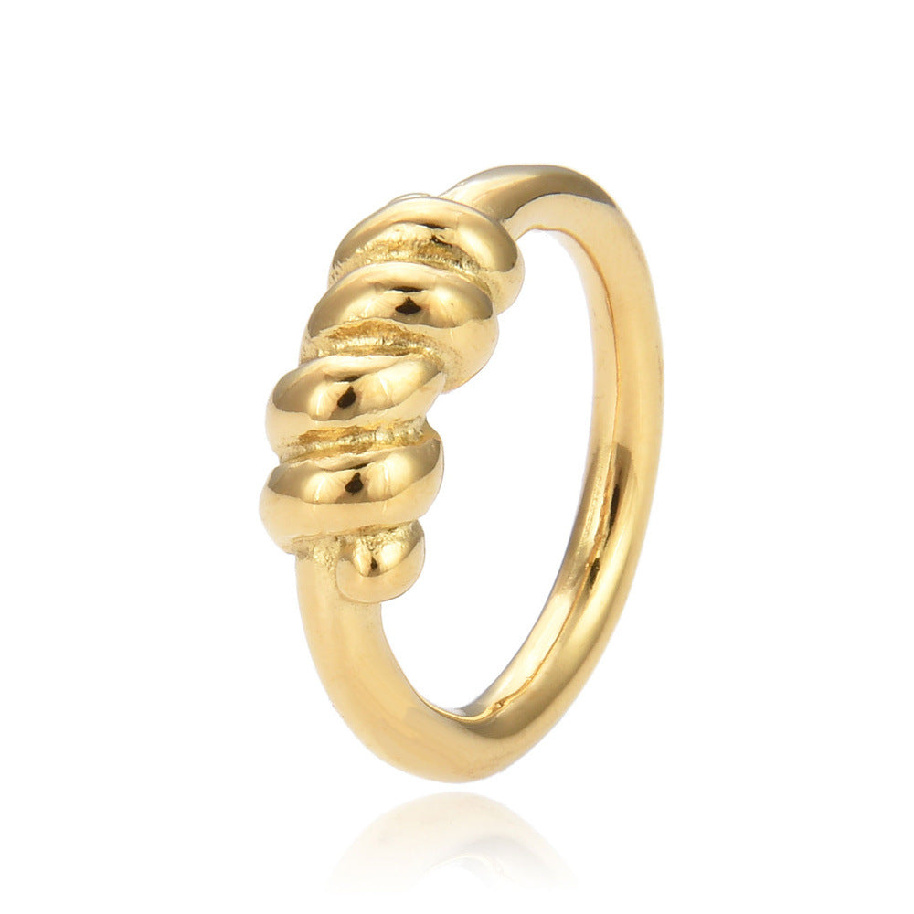 Threaded croissant ring modern textured women’s jewelry