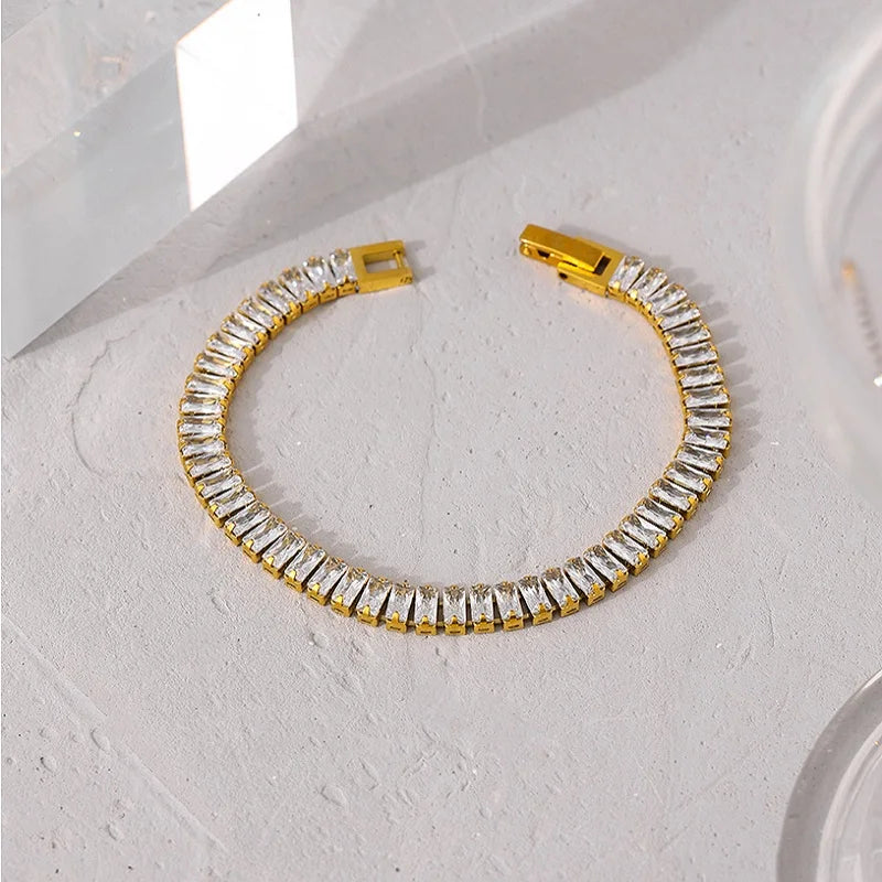 Luxury gold bracelet crafted with diamonds and cubic zirconia