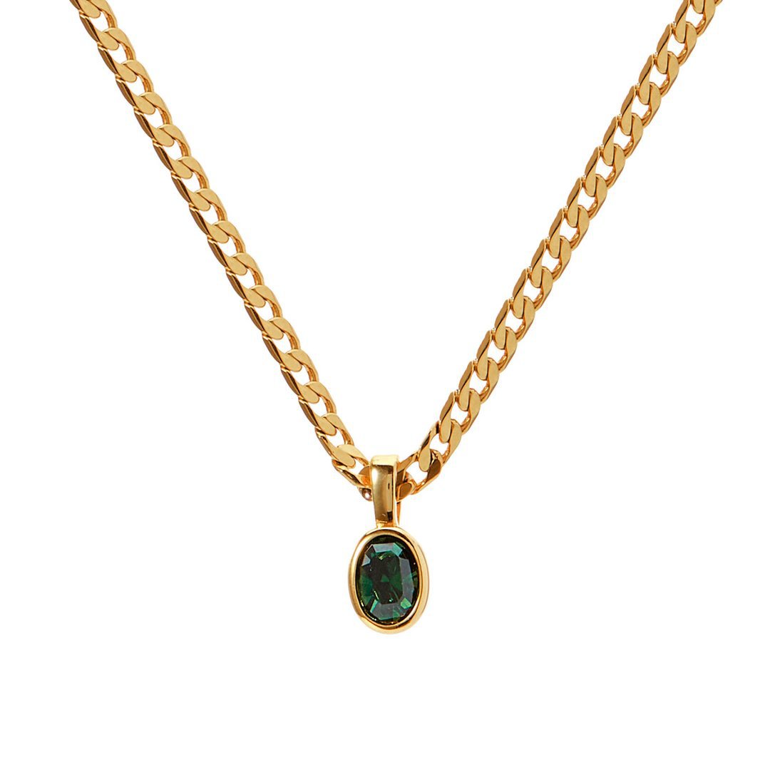 Timeless women’s jewelry oval crystal stainless steel necklace