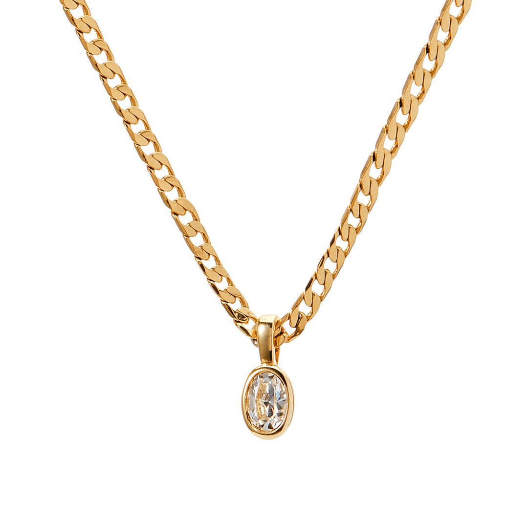 Chic stainless steel pendant necklace with oval crystal design