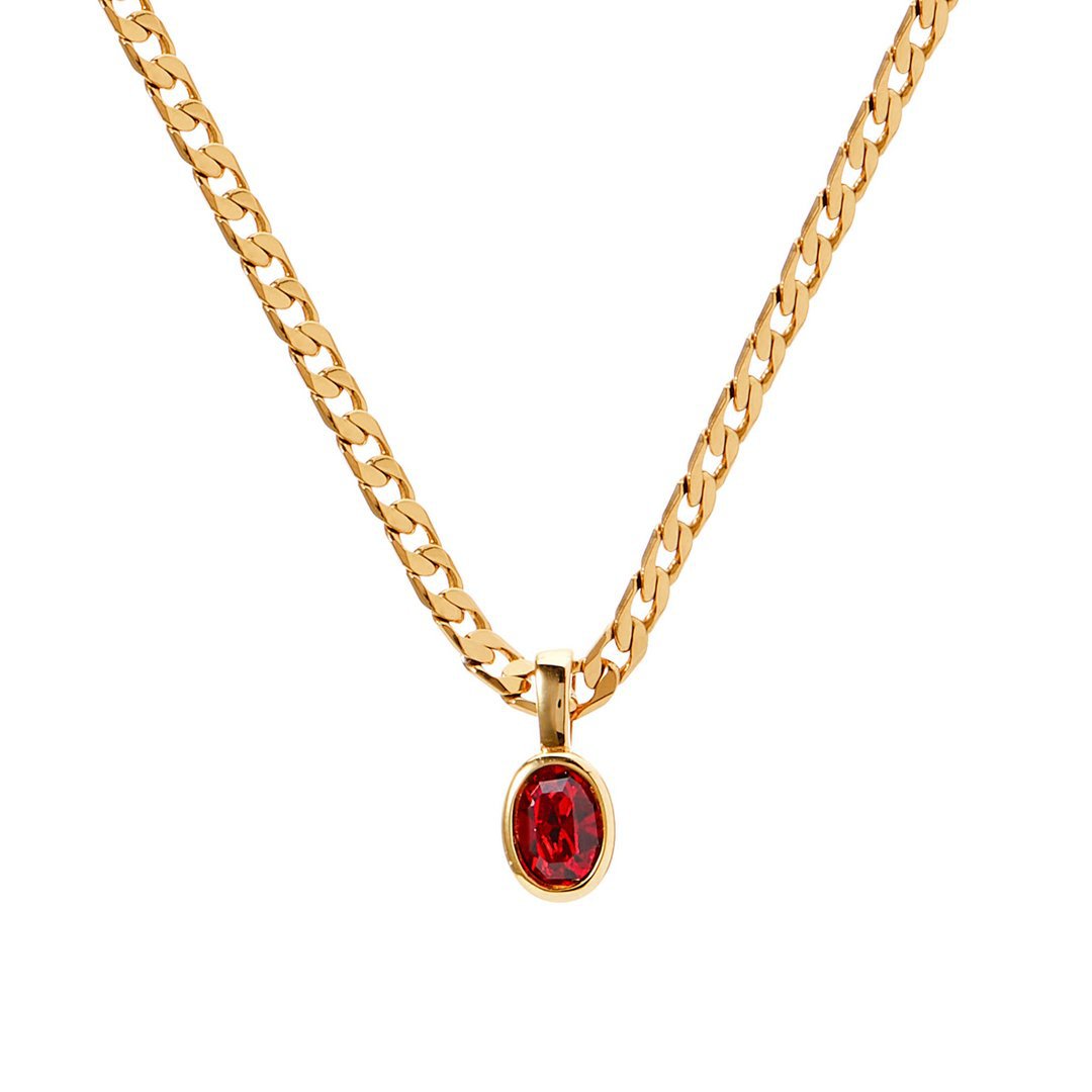 Durable stainless steel necklace with oval crystal stone