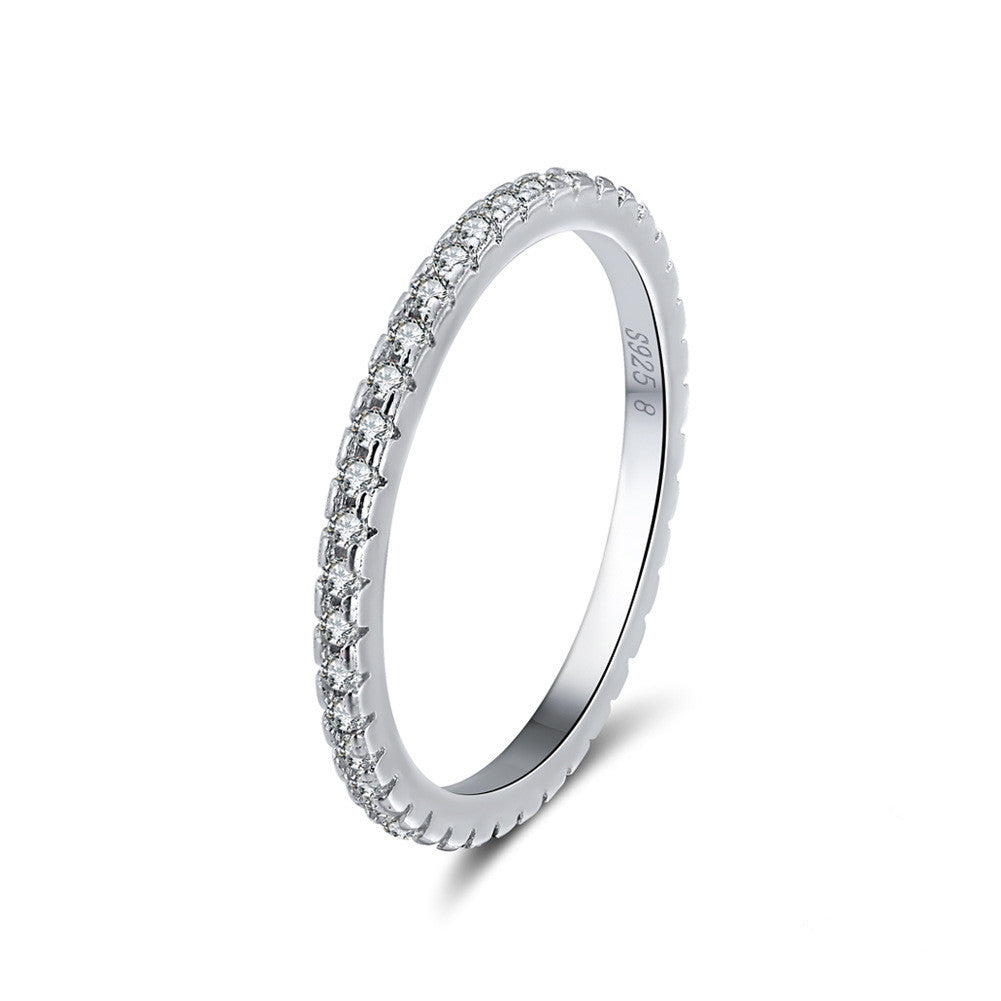 Timeless sterling silver ring with platinum zircon stone