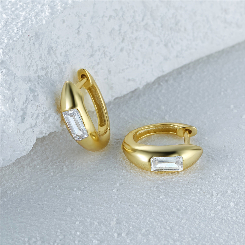 S925 sterling silver square diamond earrings elegant women’s jewelry