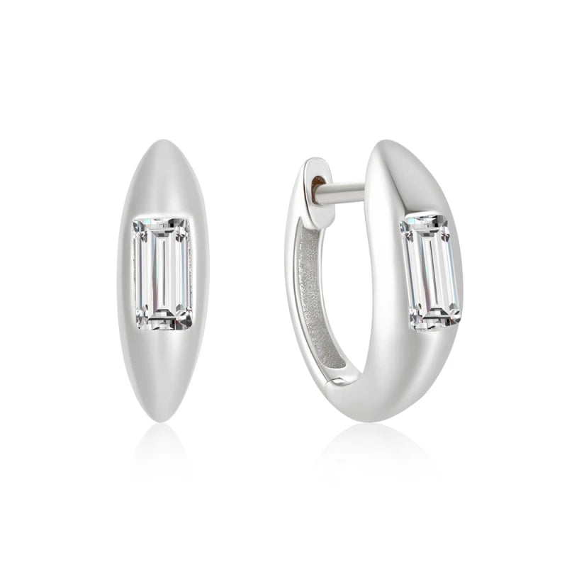 Elegant sterling silver earrings with square diamond design