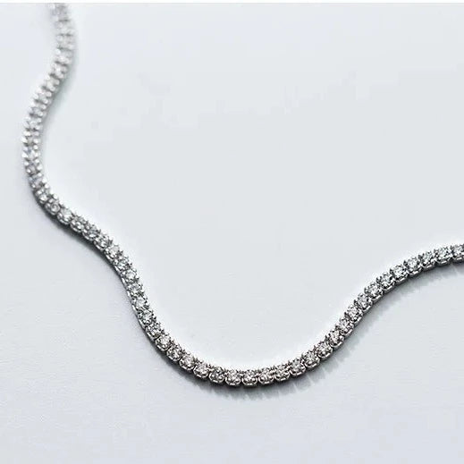 Women’s sterling silver choker necklace with sparkling crystals 1