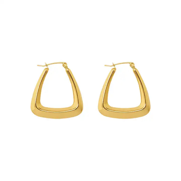 Triangle hoop earrings gold plated stainless steel elegant design