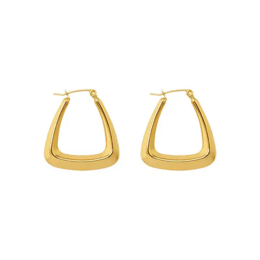 Triangle hoop earrings gold plated stainless steel elegant design