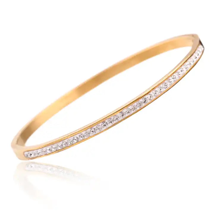 Waterproof stainless steel zircon cuff bracelet women’s jewelry