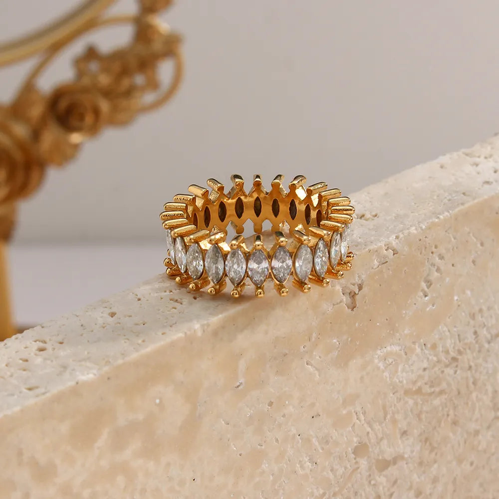 Luxury geometric square gemstone ring with white baguette stones for women