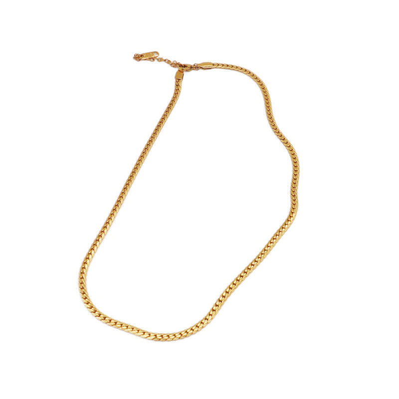Women’s gold plated Cuban chain necklace stainless steel jewelry