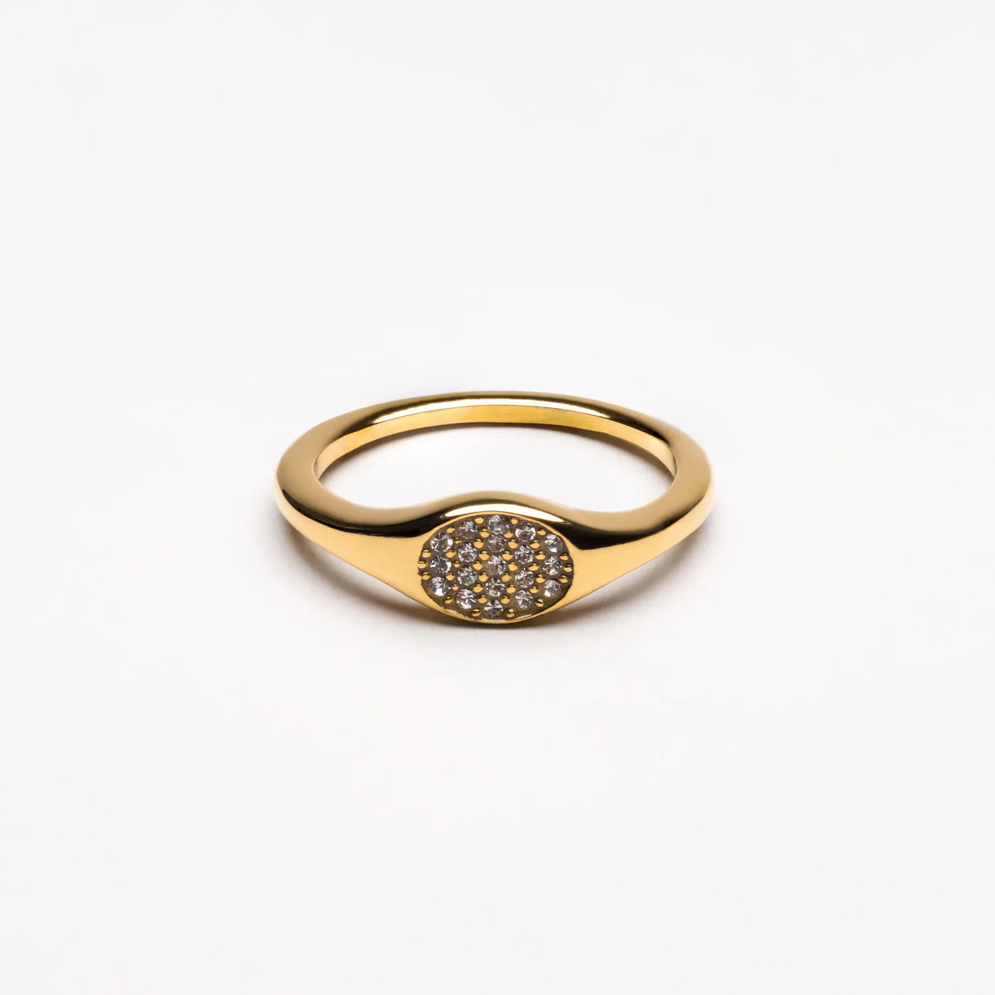 Women’s stainless steel ring set with white zircon stones