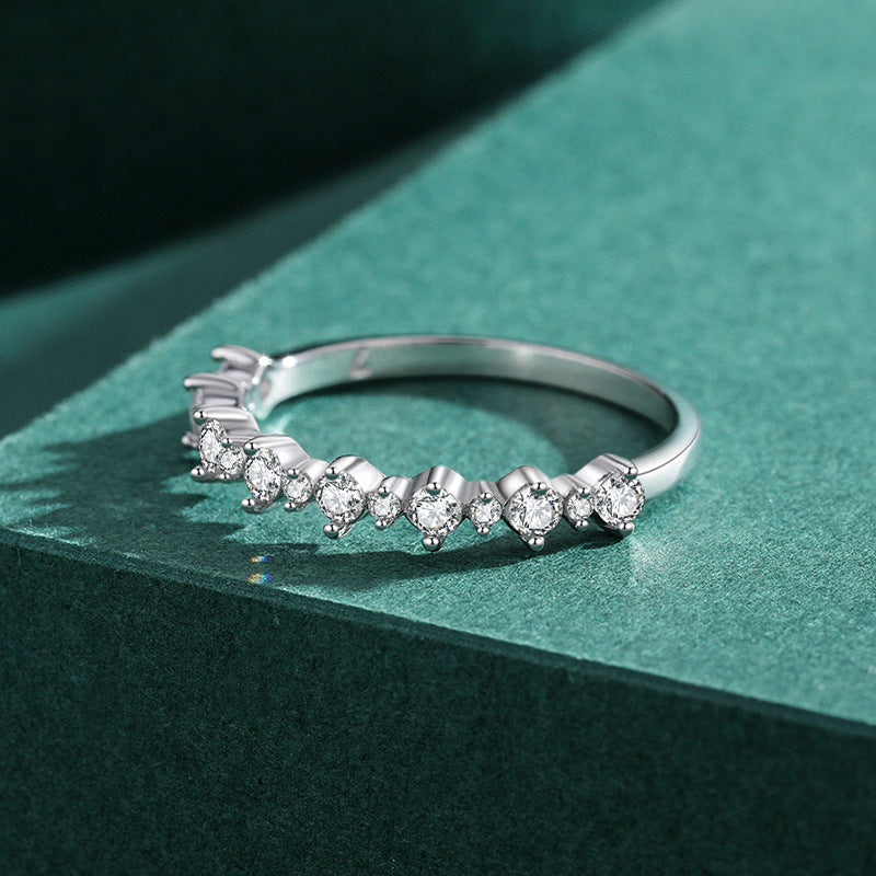 Fashion jewelry sterling silver irregular zirconia ring for women