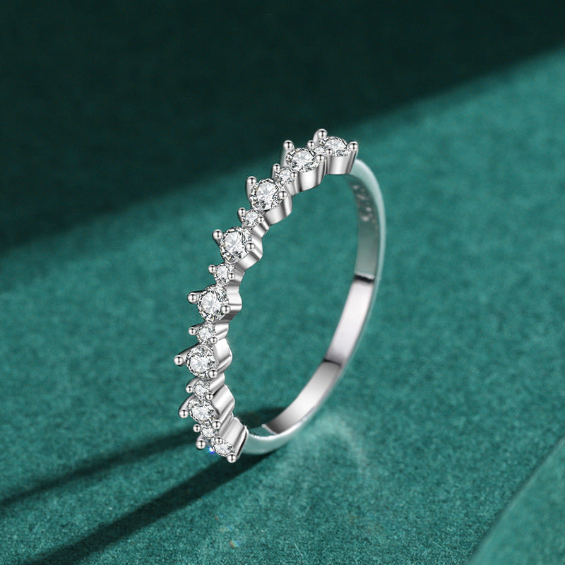 Timeless S925 sterling silver irregular ring with sparkling zirconia