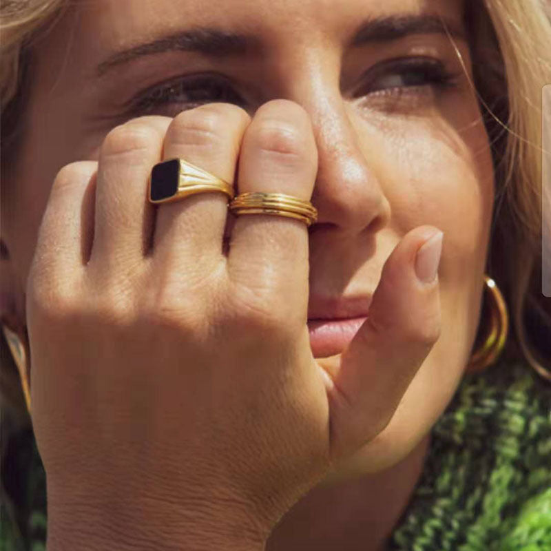 Elegant gold plated ring for women crafted in stainless steel