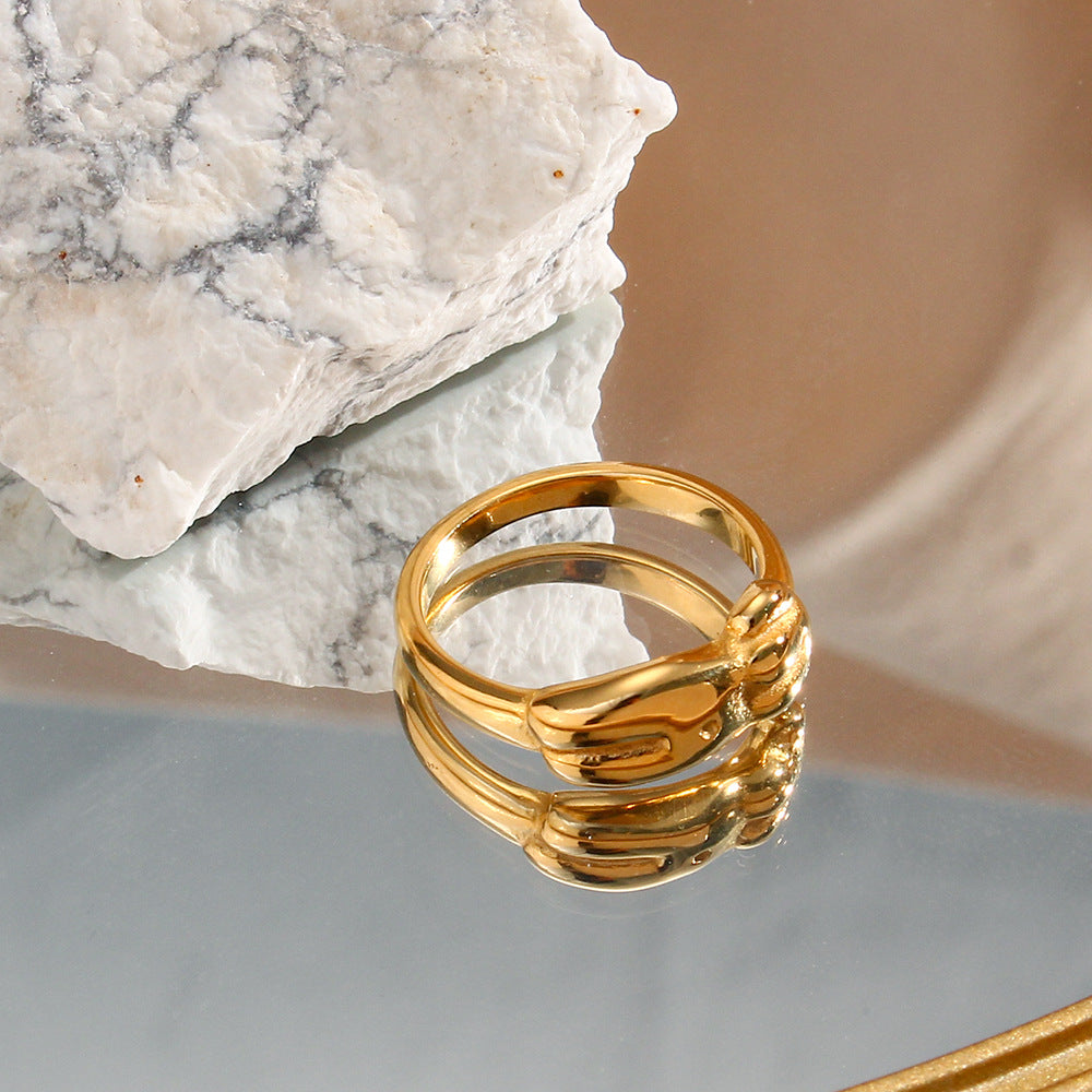 Elegant women’s body ring stainless steel 18K gold plated