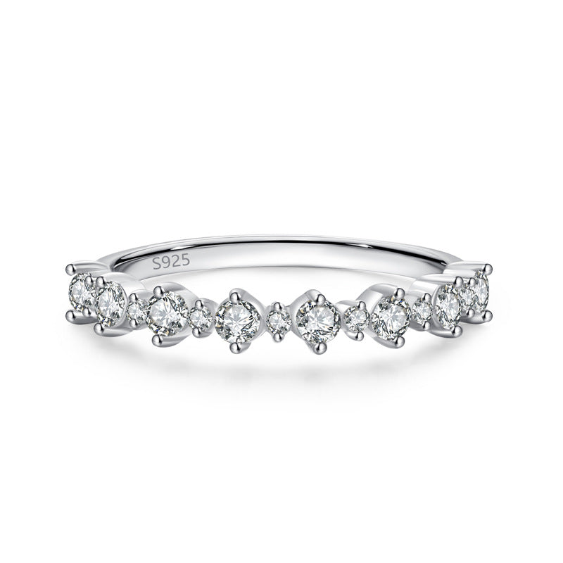 S925 sterling silver irregular zirconia ring modern women’s jewelry