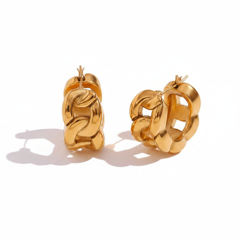 The Roma Earrings chunky gold hoop earrings Purajoia