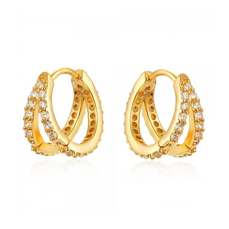 The Mila Earrings double zircon huggie hoop earrings Purajoia