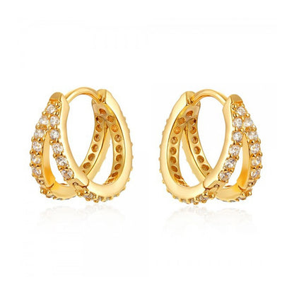 The Mila Earrings double zircon huggie hoop earrings Purajoia