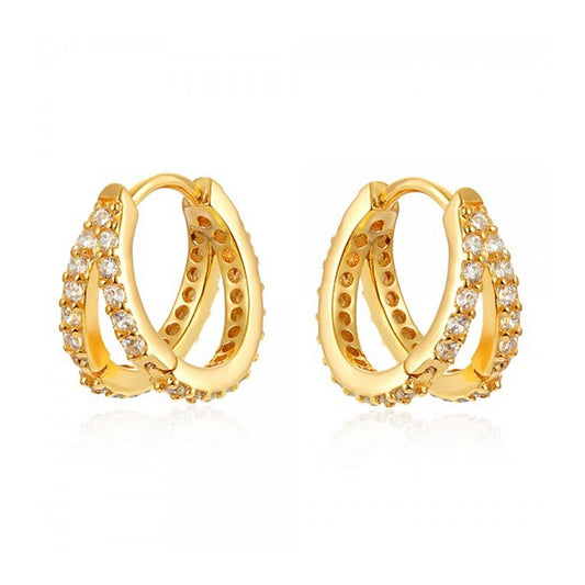 The Mila Earrings double zircon huggie hoop earrings Purajoia
