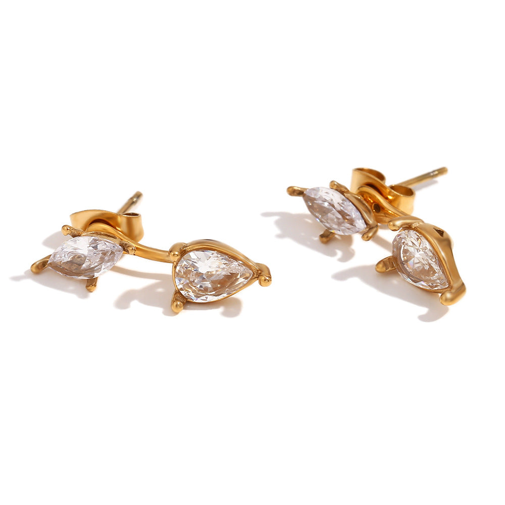 The Amalfi Earrings front back zircon stud earrings Purajoia