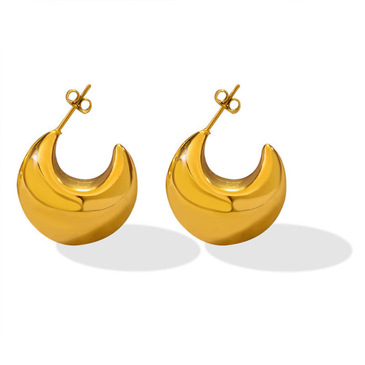 Stainless Steel CC Earrings with 18K gold plating, a perfect blend of elegance and modern style.