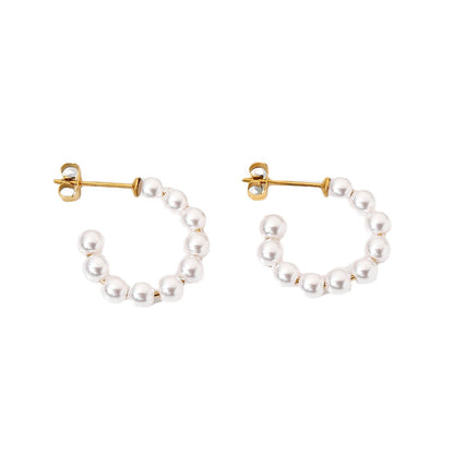 Ladies Style Stainless Steel Fashion Pearl Earrings