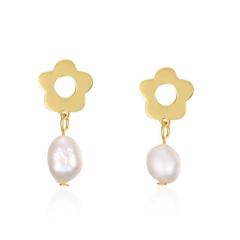 Simple And Fashionable Ins Style Small Flower Shaped Bead Earrings