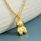 Dainty Gold Peace Bear Necklace - A harmonious blend of charm and tranquility, featuring a gold vermeil pendant on cable chains, adorned with a cute silver bear.