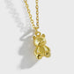 Dainty Gold Peace Bear Necklace - A harmonious blend of charm and tranquility, featuring a gold vermeil pendant on cable chains, adorned with a cute silver bear.