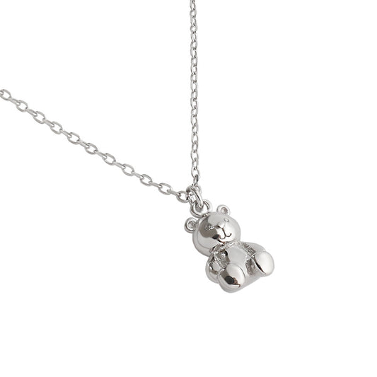 Dainty Gold Peace Bear Necklace - A harmonious blend of charm and tranquility, featuring a gold vermeil pendant on cable chains, adorned with a cute silver bear.