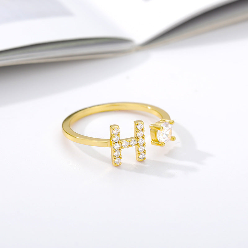  Tiny Initial Ring for Women - A-Z 26 Letter Rings, Adjustable and Fashionable