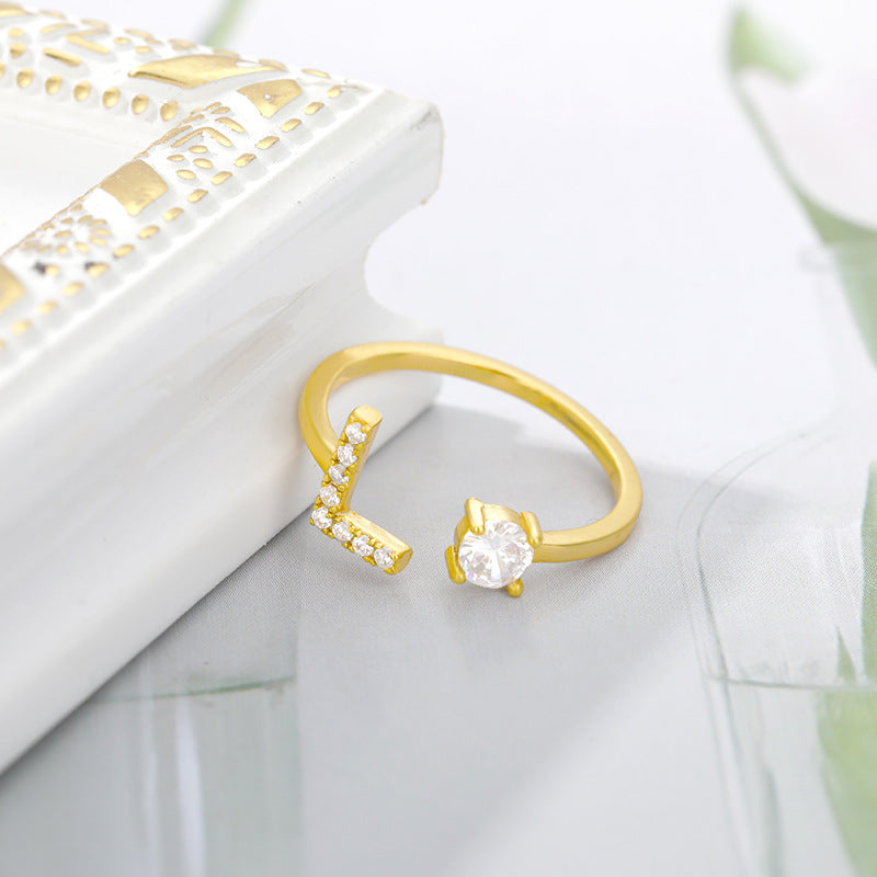  Tiny Initial Ring for Women - A-Z 26 Letter Rings, Adjustable and Fashionable