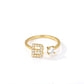  Tiny Initial Ring for Women - A-Z 26 Letter Rings, Adjustable and Fashionable