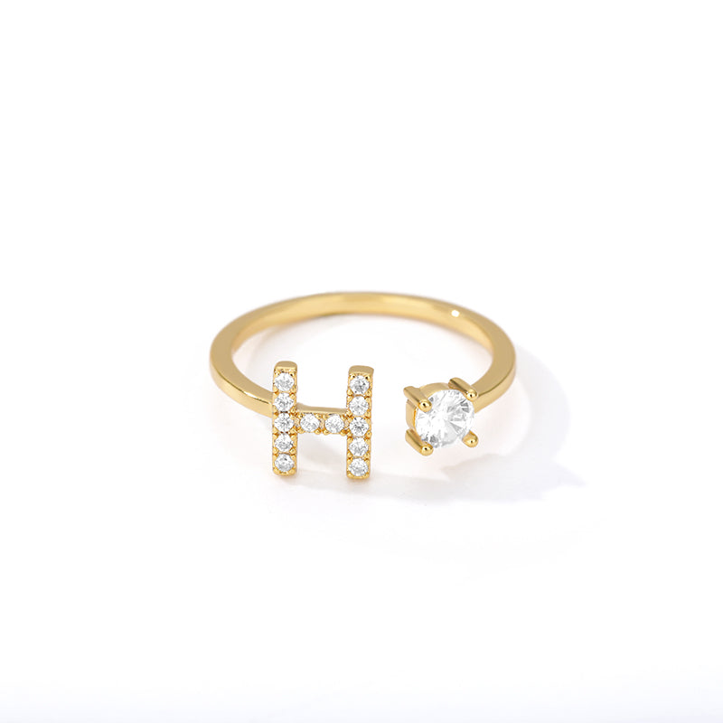  Tiny Initial Ring for Women - A-Z 26 Letter Rings, Adjustable and Fashionable