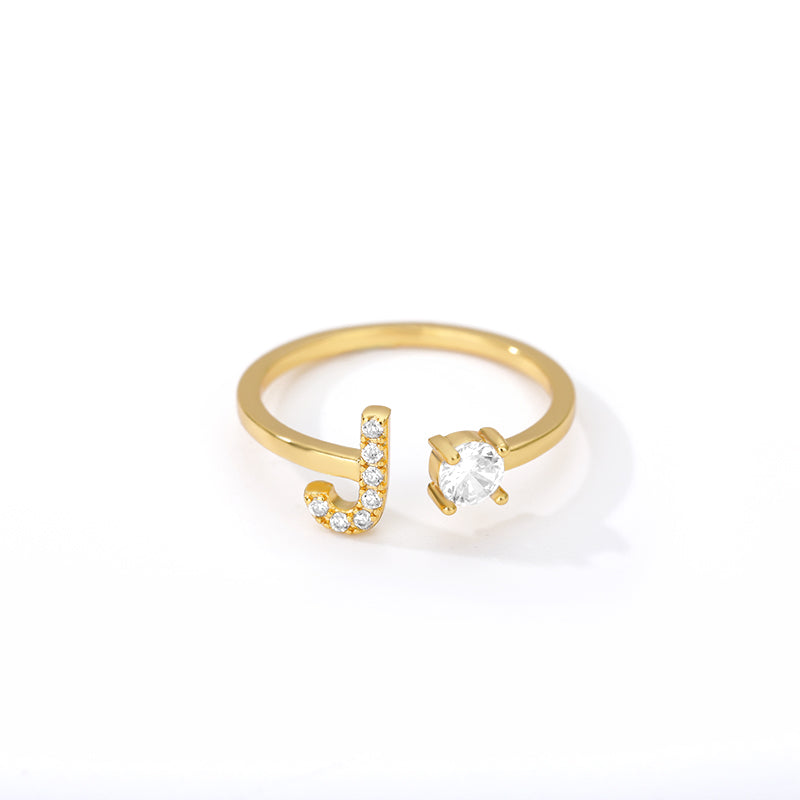  Tiny Initial Ring for Women - A-Z 26 Letter Rings, Adjustable and Fashionable