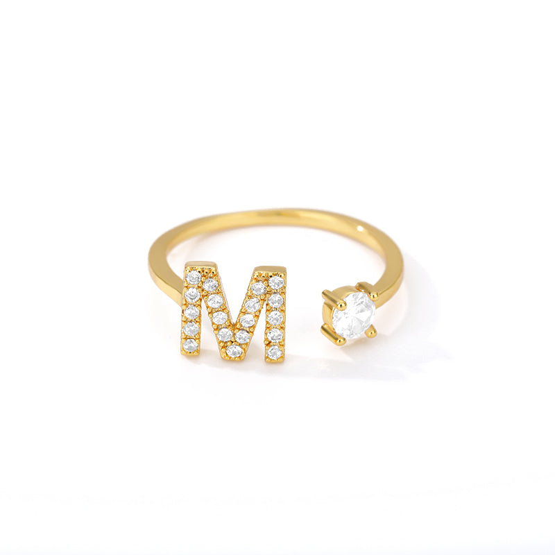  Tiny Initial Ring for Women - A-Z 26 Letter Rings, Adjustable and Fashionable