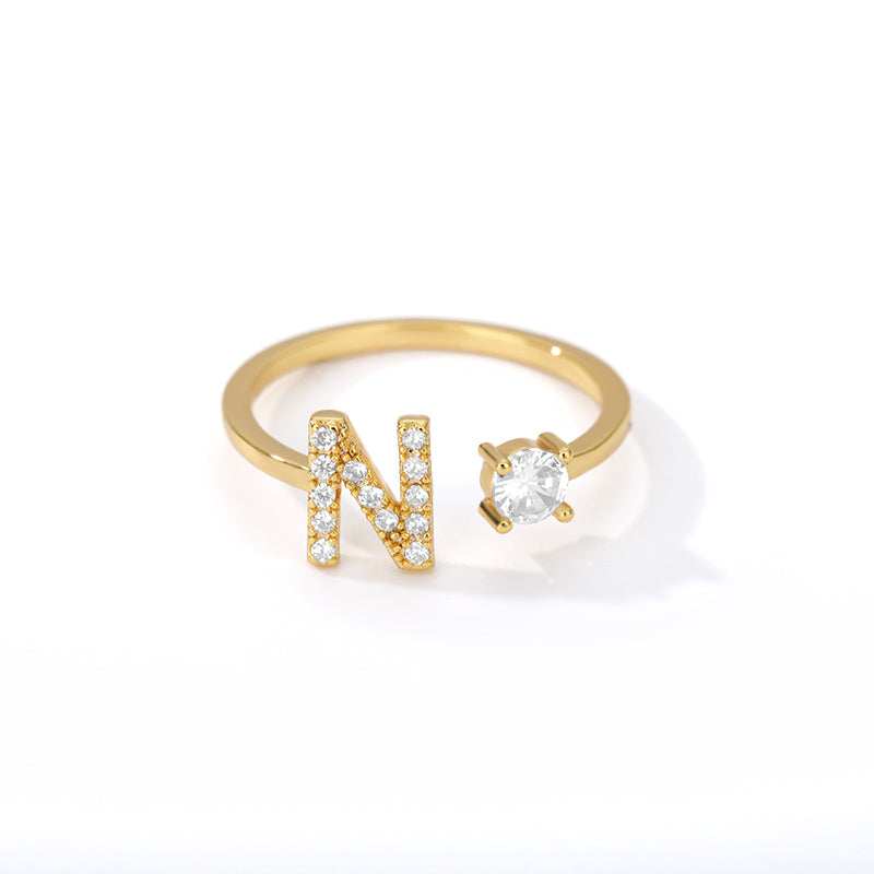  Tiny Initial Ring for Women - A-Z 26 Letter Rings, Adjustable and Fashionable