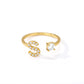  Tiny Initial Ring for Women - A-Z 26 Letter Rings, Adjustable and Fashionable