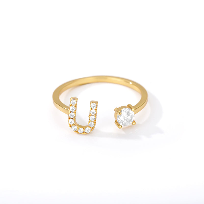  Tiny Initial Ring for Women - A-Z 26 Letter Rings, Adjustable and Fashionable