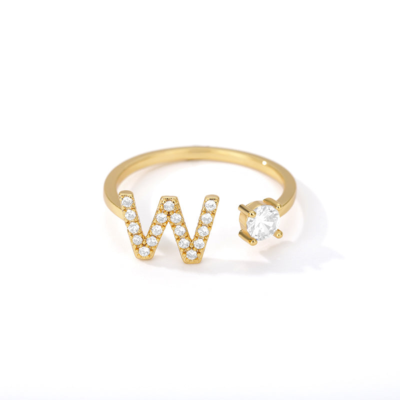  Tiny Initial Ring for Women - A-Z 26 Letter Rings, Adjustable and Fashionable