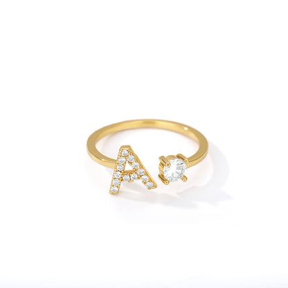  Tiny Initial Ring for Women - A-Z 26 Letter Rings, Adjustable and Fashionable