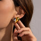 Romantic pleated love heart stud earrings gold plated finish